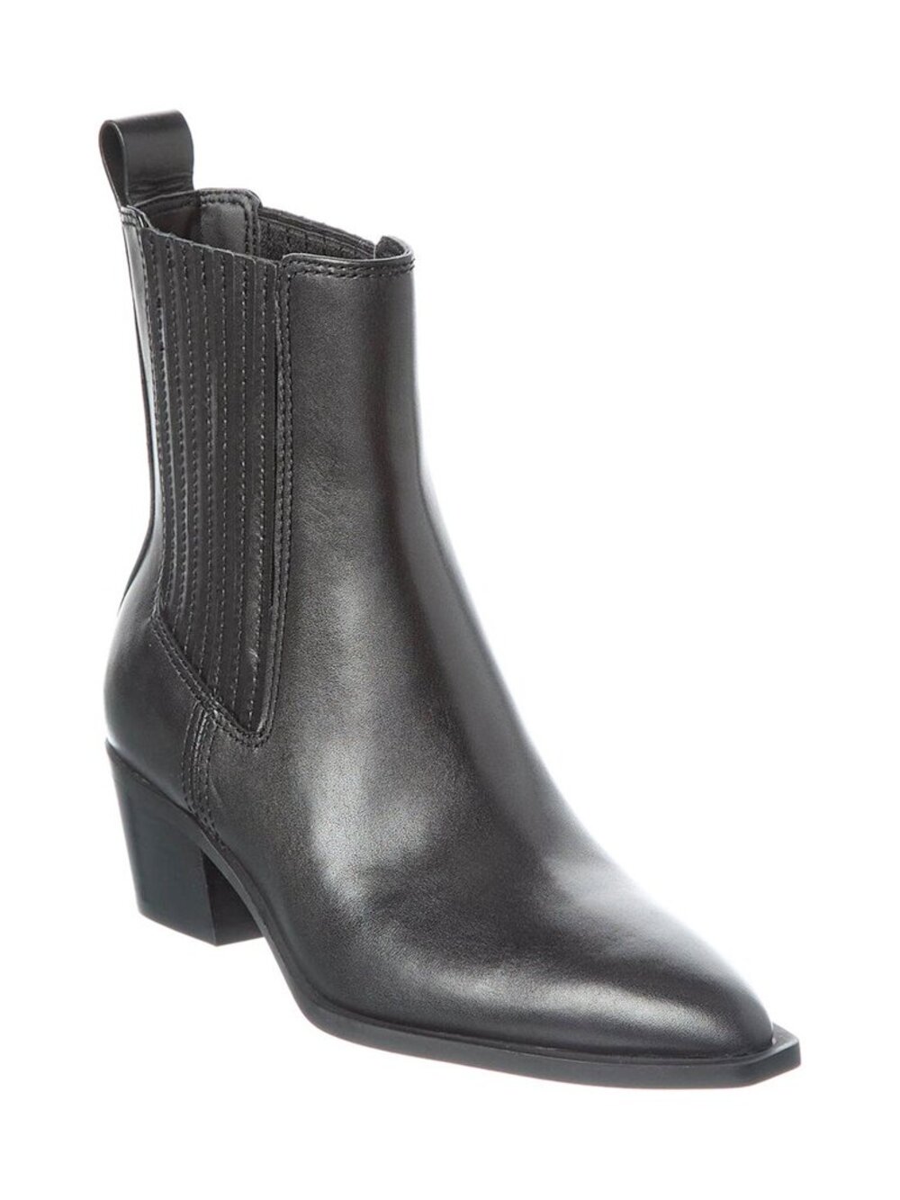 $650 Stuart Weitzman Kai Leather Bootie POINTY BLOCK HEEL BLACK 9 B (A13)